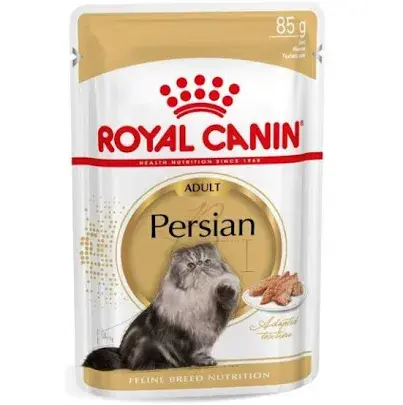 Royal Canin Adult Persian 85g cat food pouch with visible text VetAmin Shop