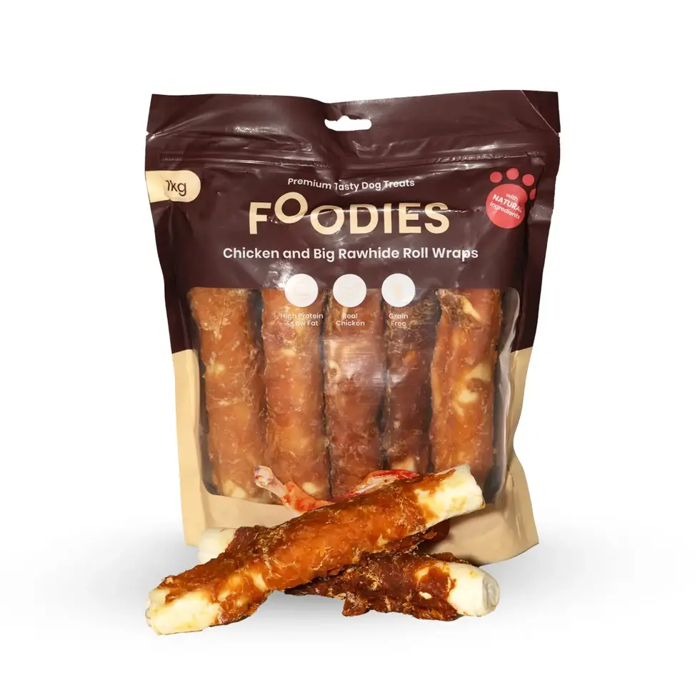 חטיף כלבים FOODIES Chicken and Rice Roll Wraps, טעים ואיכותי, VetAmin Shop