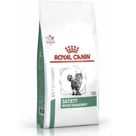 Royal Canin Satiety Weight Management cat food bag, for vet use only.