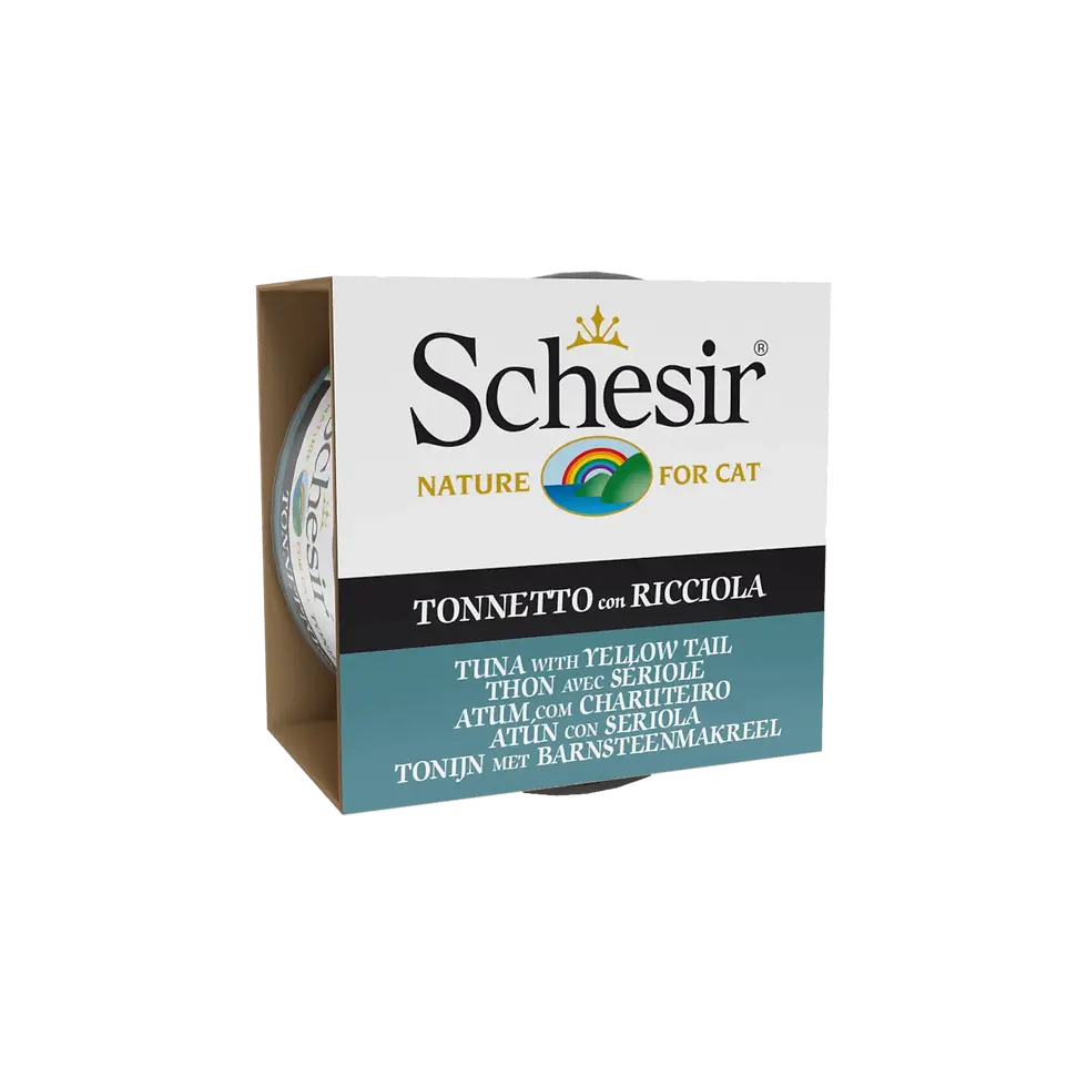 Schesir Nature for Cat product, visible text: TONNETTO CON RICCIOLA VetAmin Shop