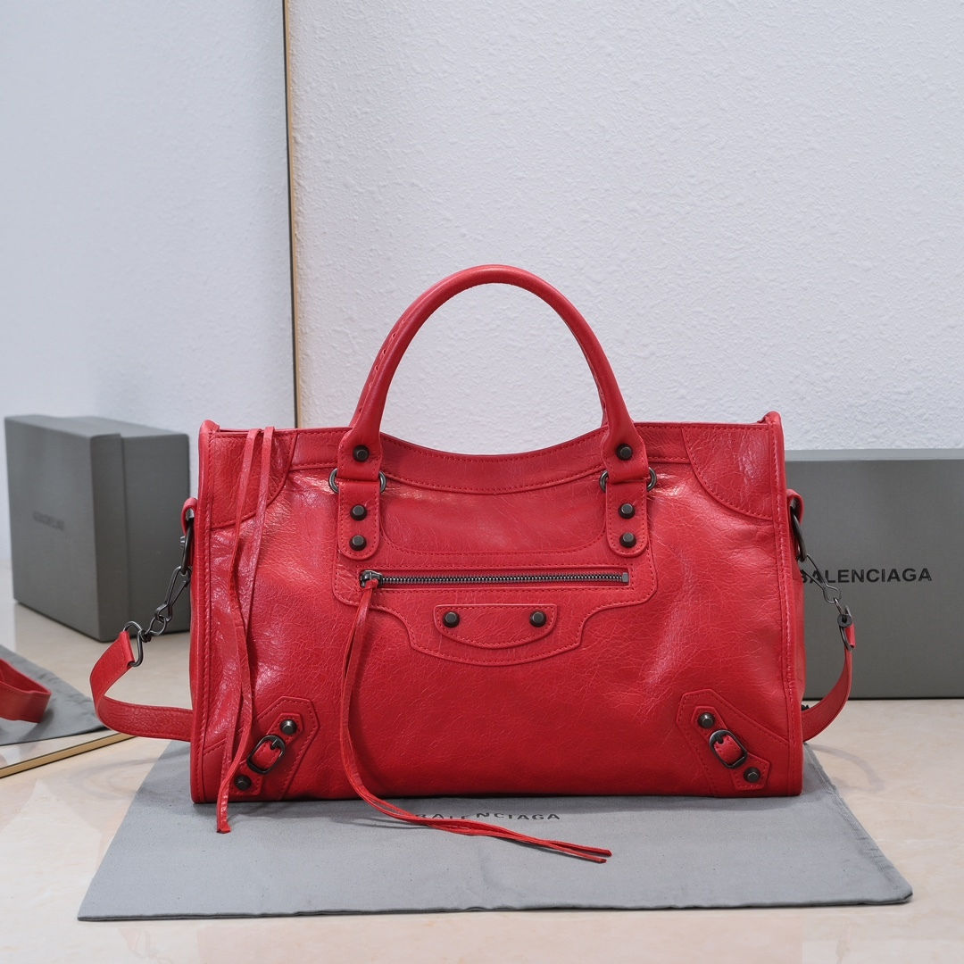 Balenciaga Le City red leather bag