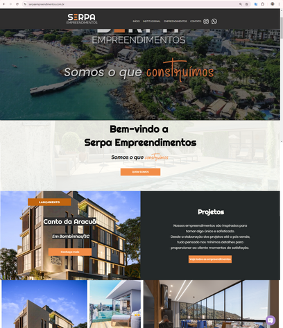 Melhorei o design e o conteúdo do site da Serpa Empreendimentos, utilizando ferramentas do WIX para otimização geral.