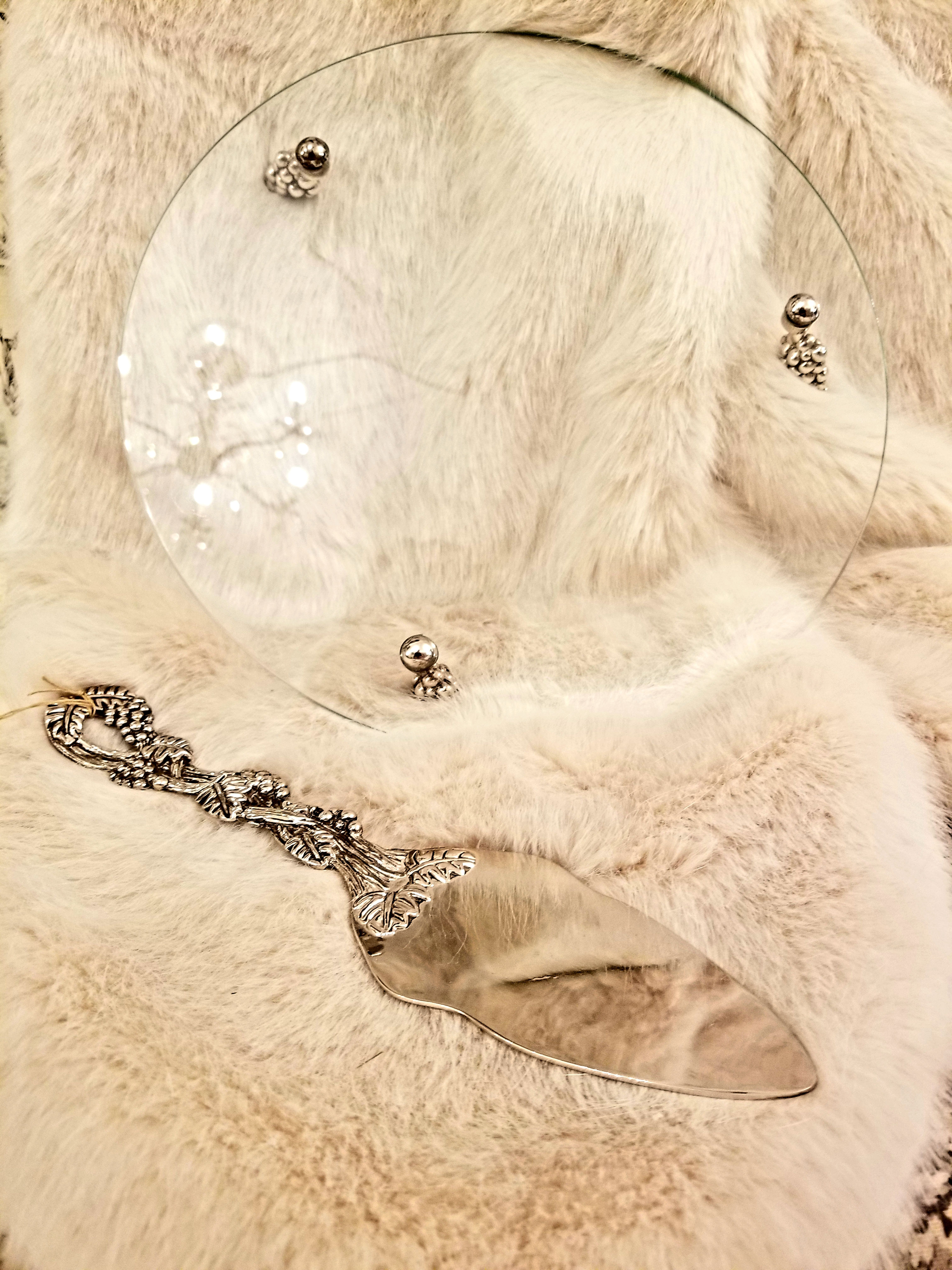 International Silver Plated Grapes Cake Plate and Server Set