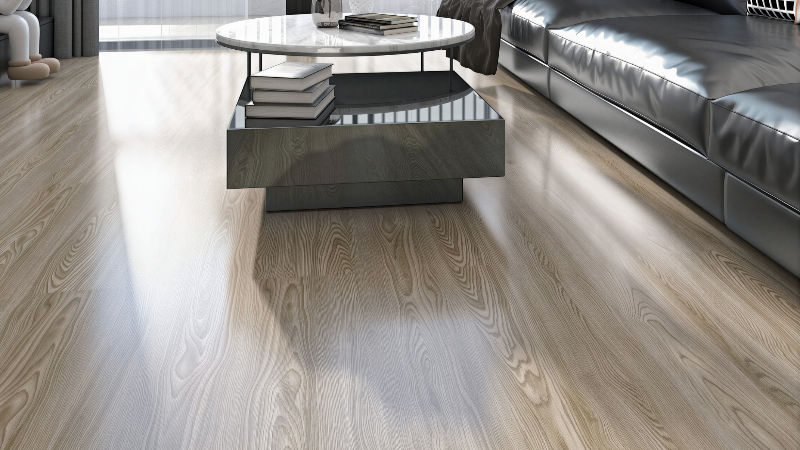 Close-up view of wooden flooring texture in Cipete showroom