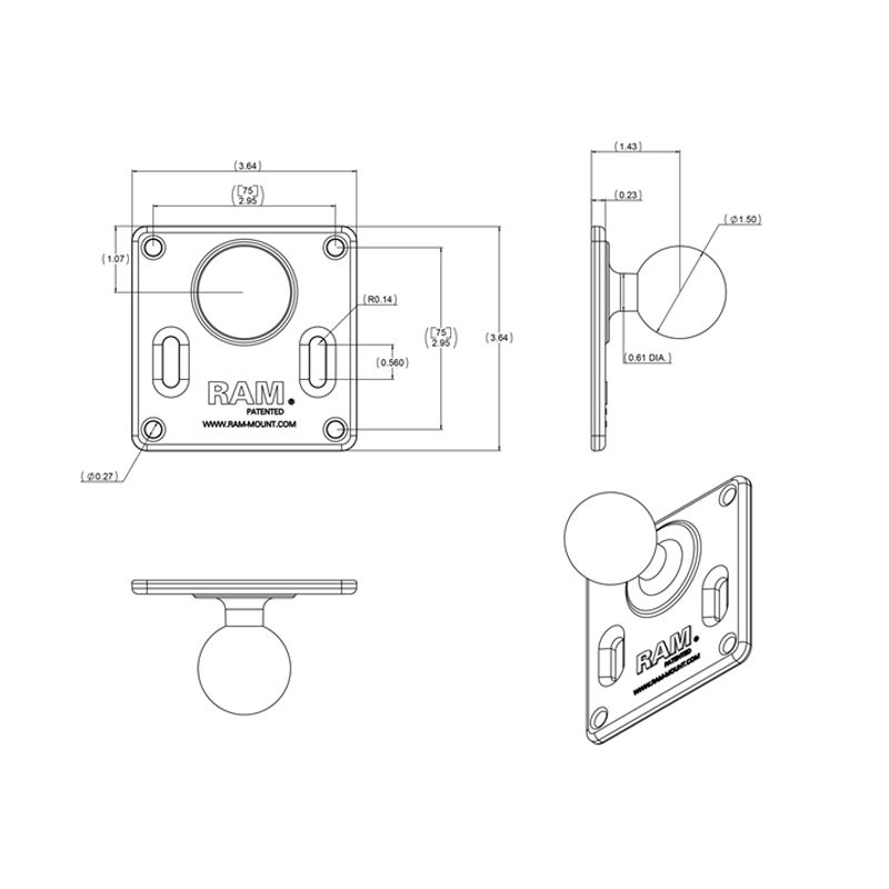 Miniatura: C-SOPORTE VESA 75X75 BOLA 1.5"