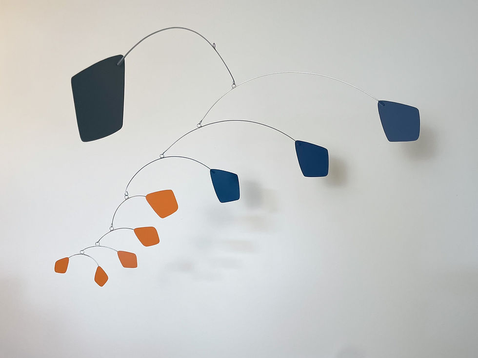 Mid Century Modern Diamond Mobile - Blue, Orange & Gray