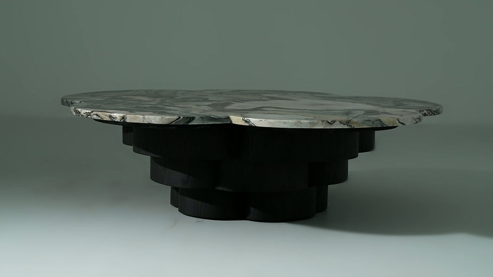 Thumbnail: Van Gogh Marble Top Coffee Table with Black Oak Base