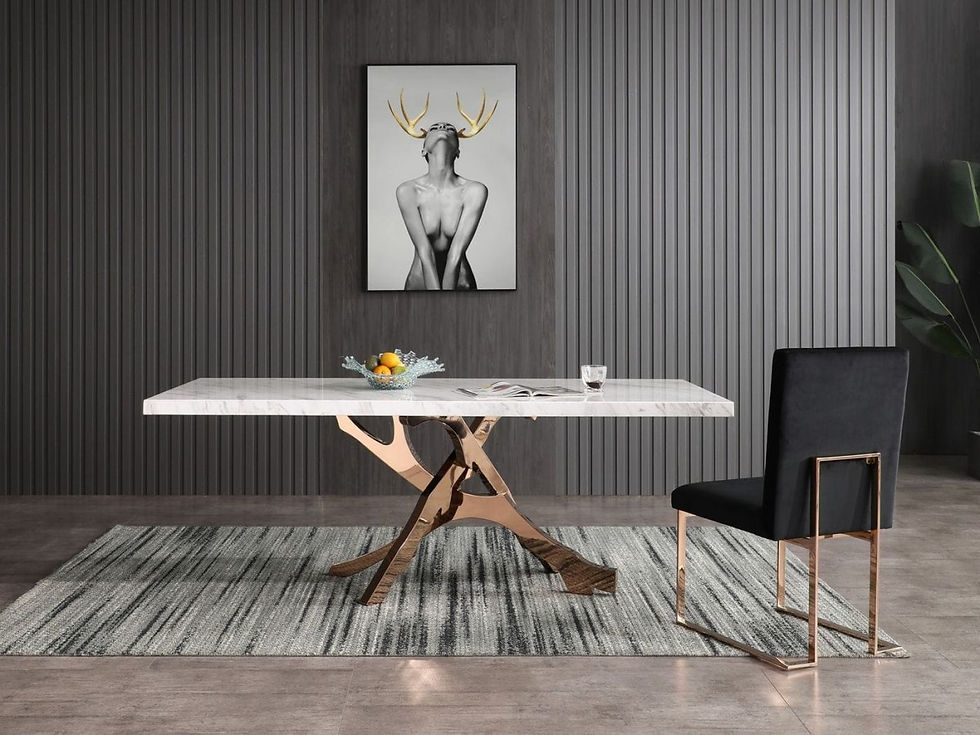Thumbnail: Modrest Legend - Modern White Marble & Rosegold Dining Table