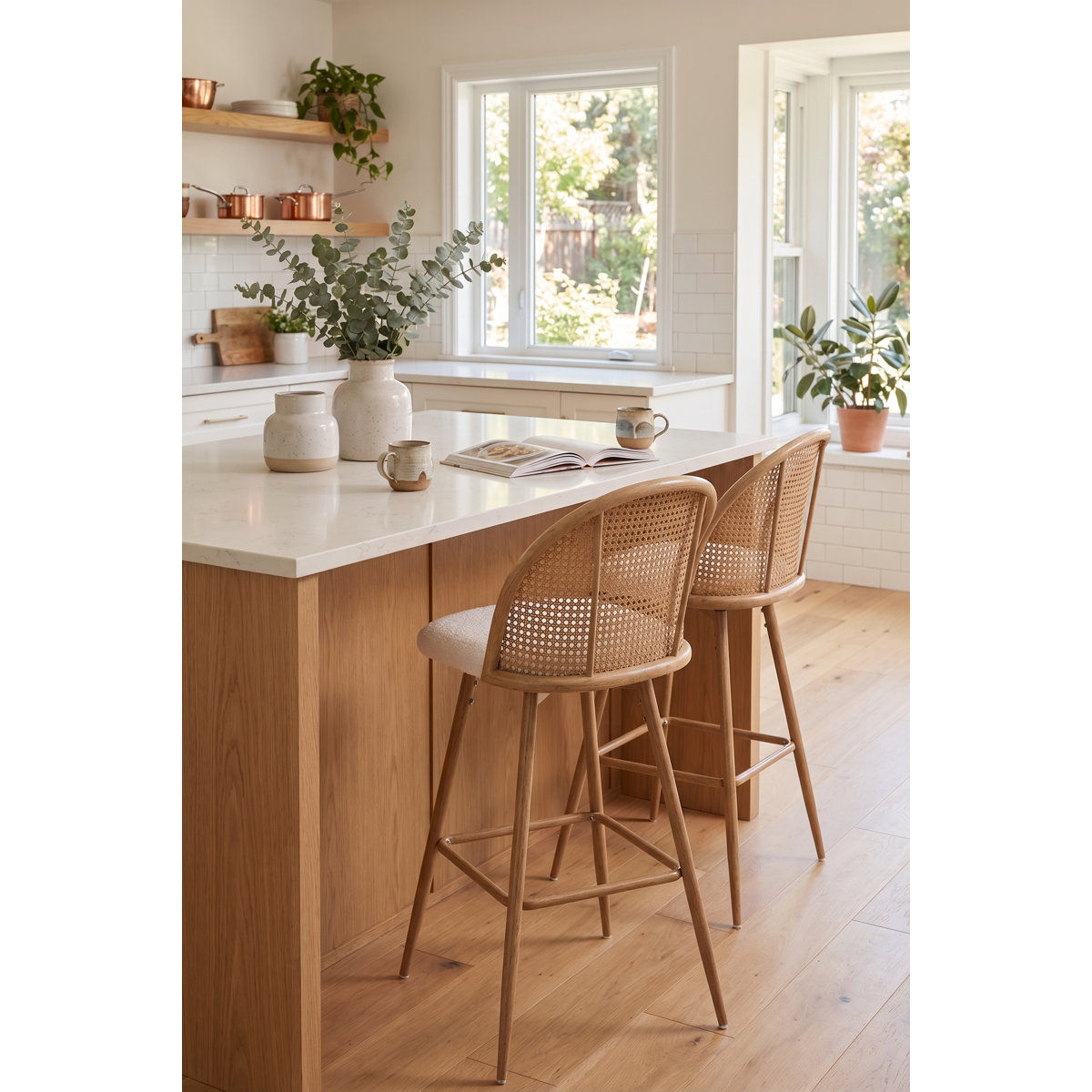 Sienna Cane Swivel 29.5H Barstool 2Pc Set