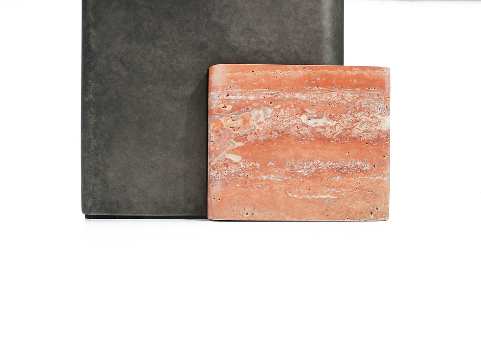Thumbnail: Dark Gray Geometric Marble End Table with Drawer