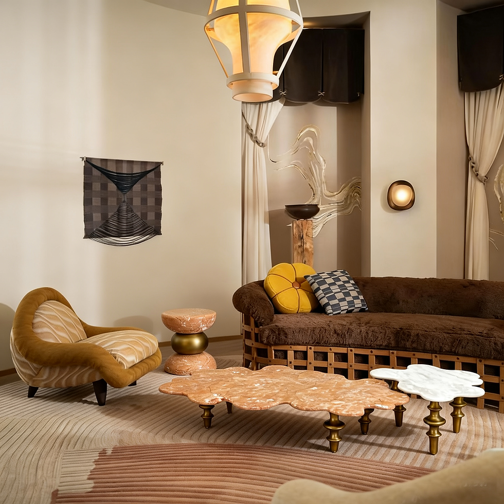 Thumbnail: Golden Sand White Jade Marble Petal End Table with Gold Legs