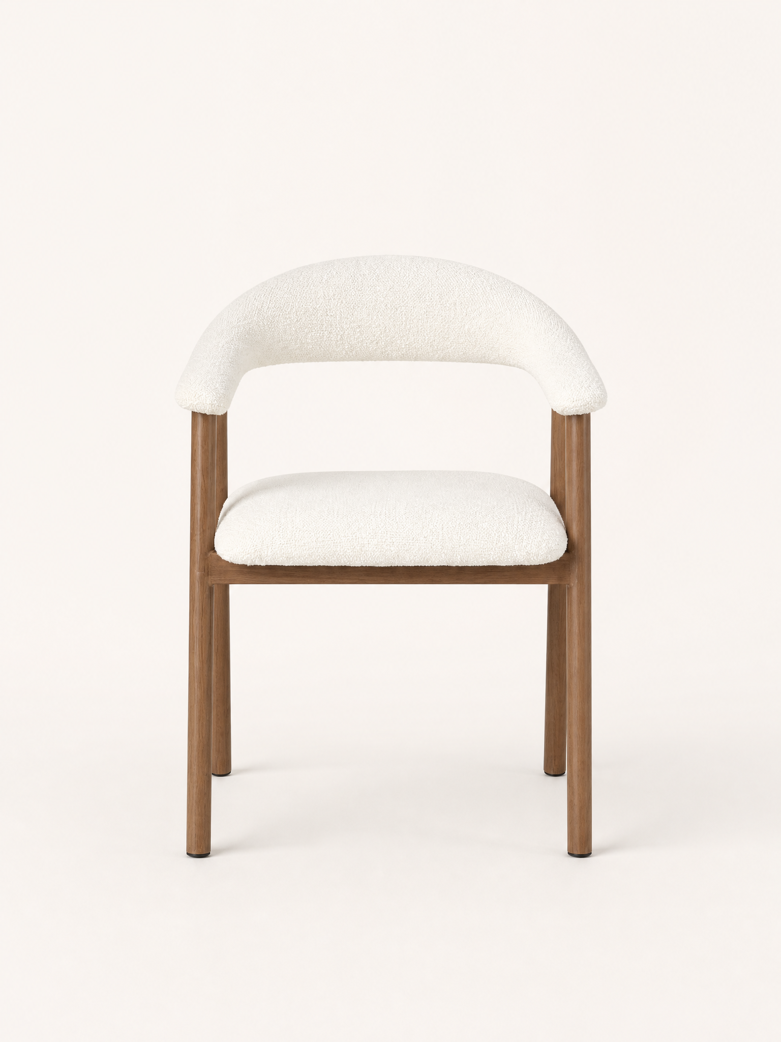 2-Piece Modern Bouclé Dining Chair Set with Solid Wood Frame, Walnut & Ivory