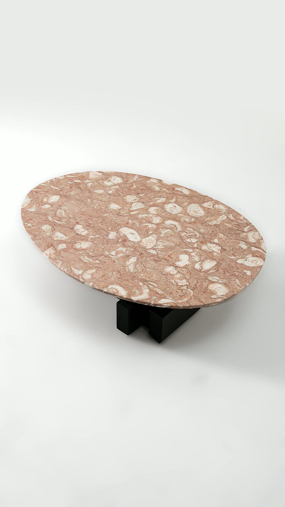 Thumbnail: Marble Coffee Table with Black Elm Wood Legs