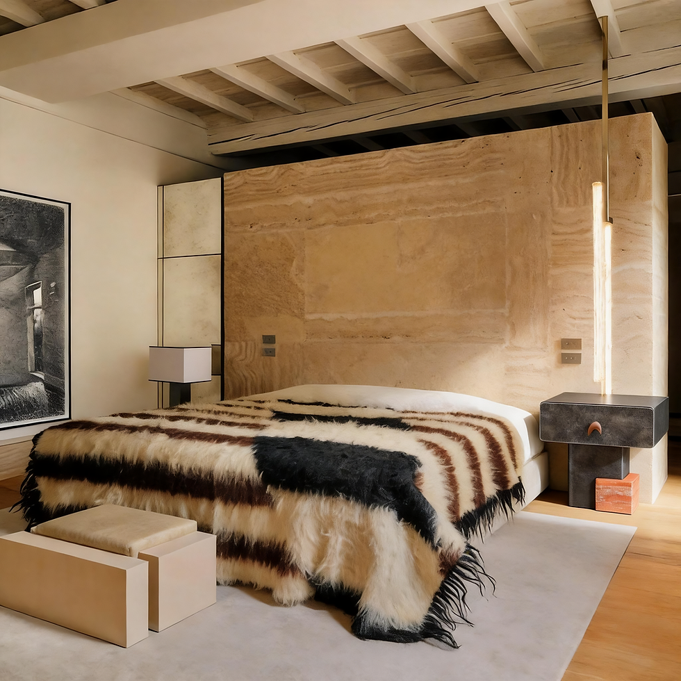 Thumbnail: Dark Gray Geometric Marble End Table with Drawer