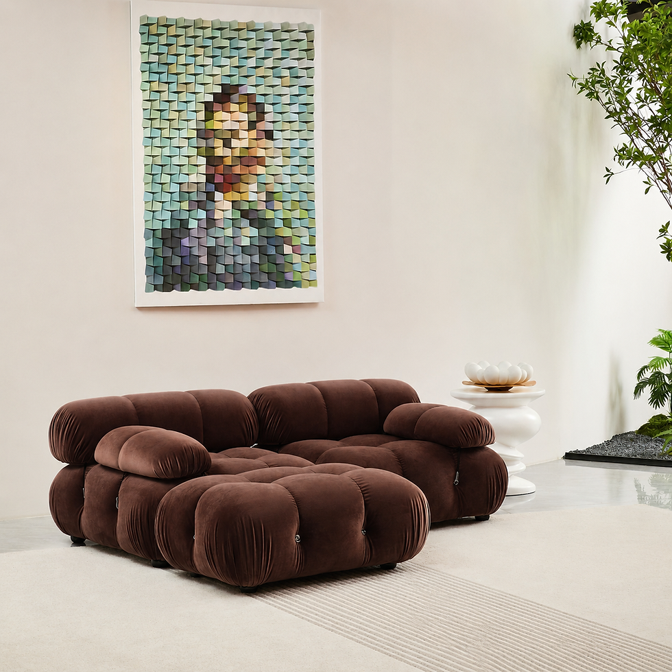 Thumbnail: Mk 3PC Velvet Fabric Sectional