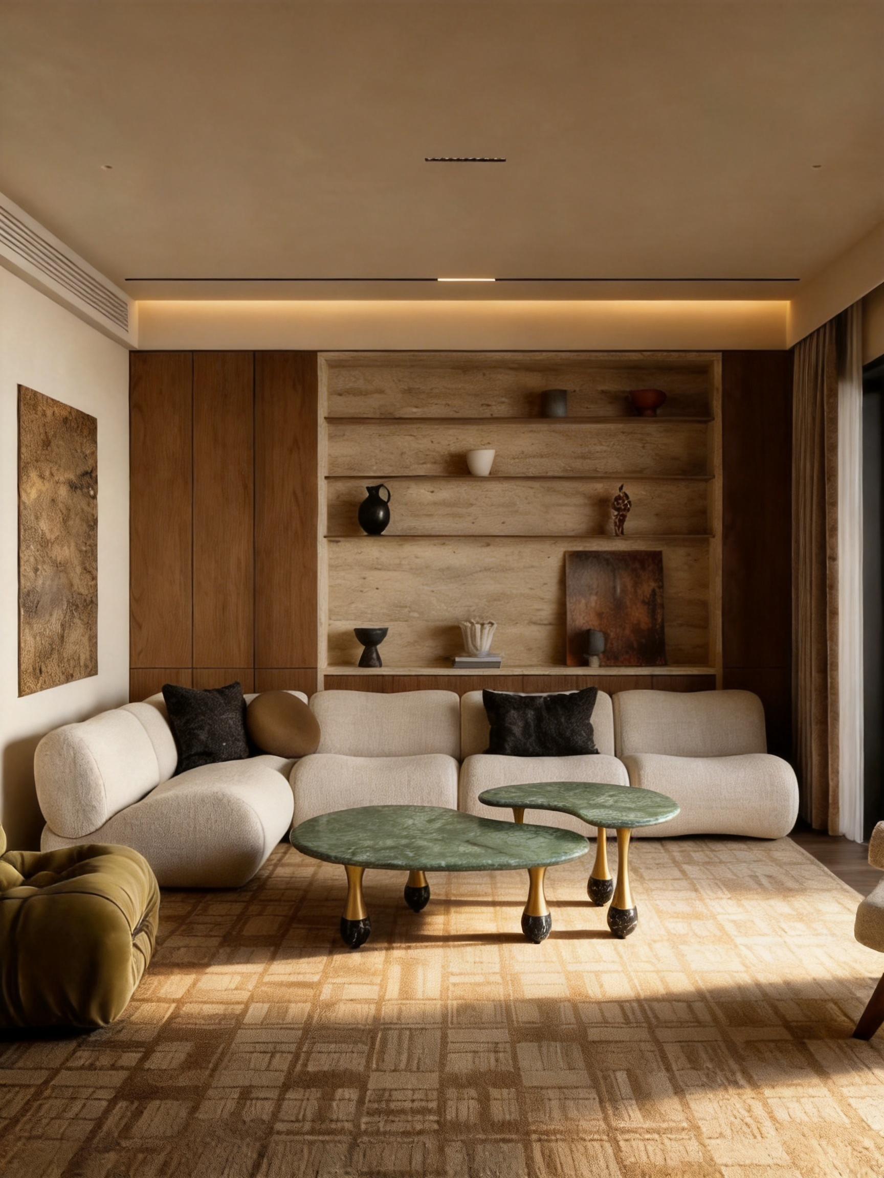 Deep Green Irregular Marble Coffee Table