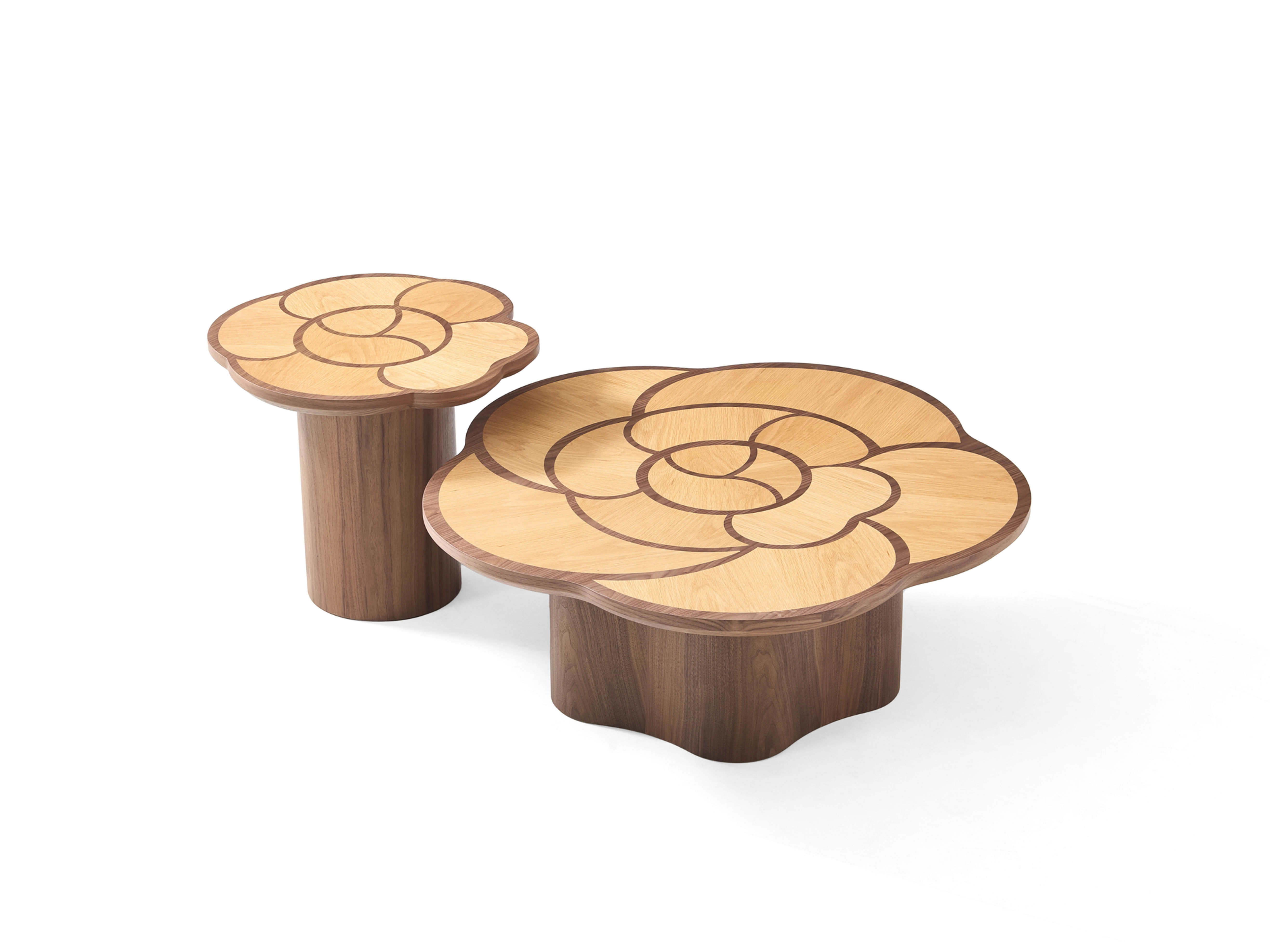 Petal Wood Coffee Table with Walnut Edge