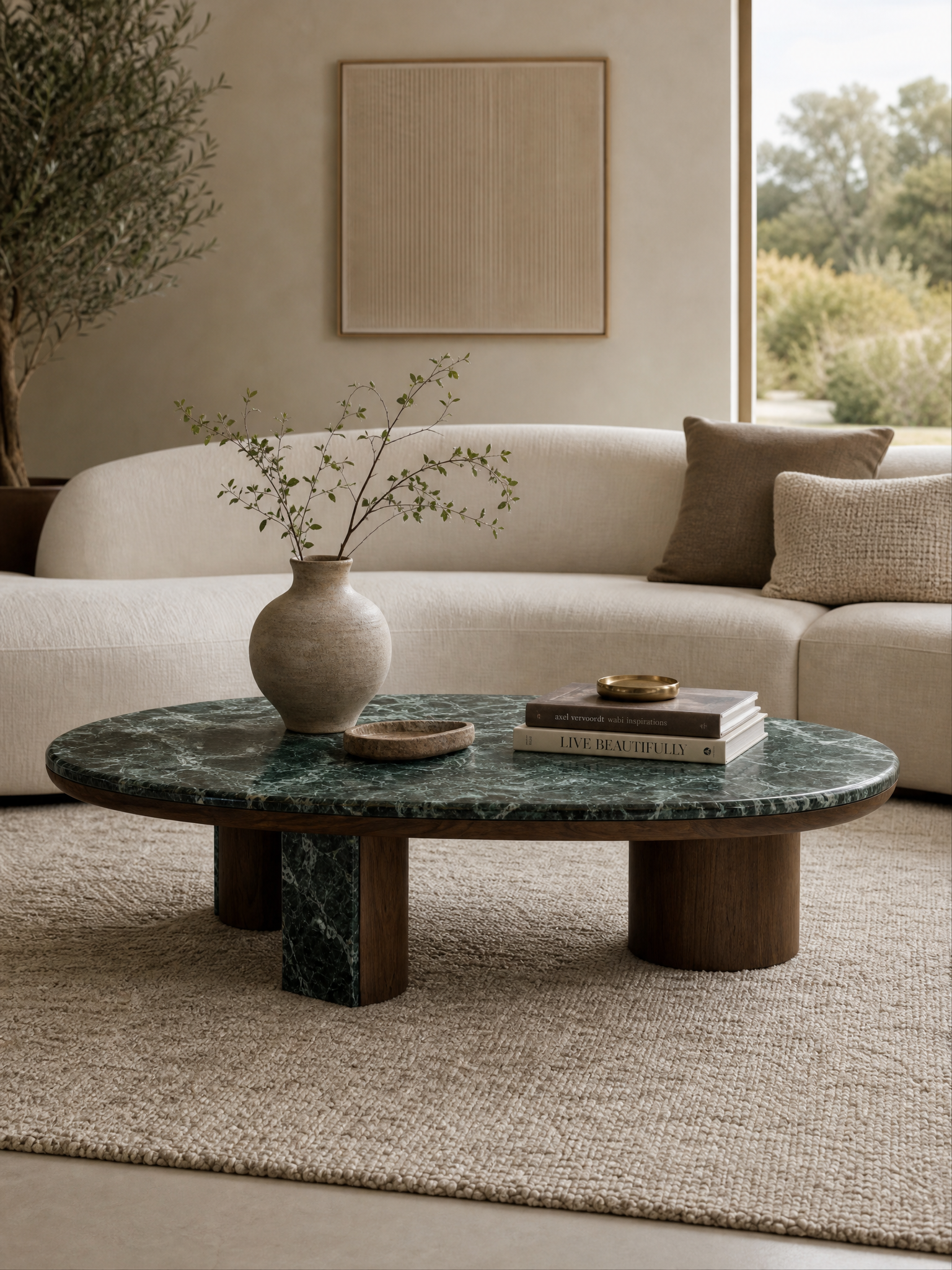 Indian Green Canyon Marble Coffee Table