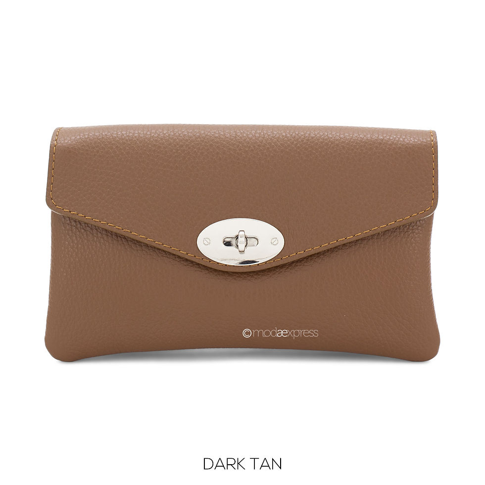 Thumbnail: Two Compartment Leather Handbag with Twistlock Fastening& Chain Strap