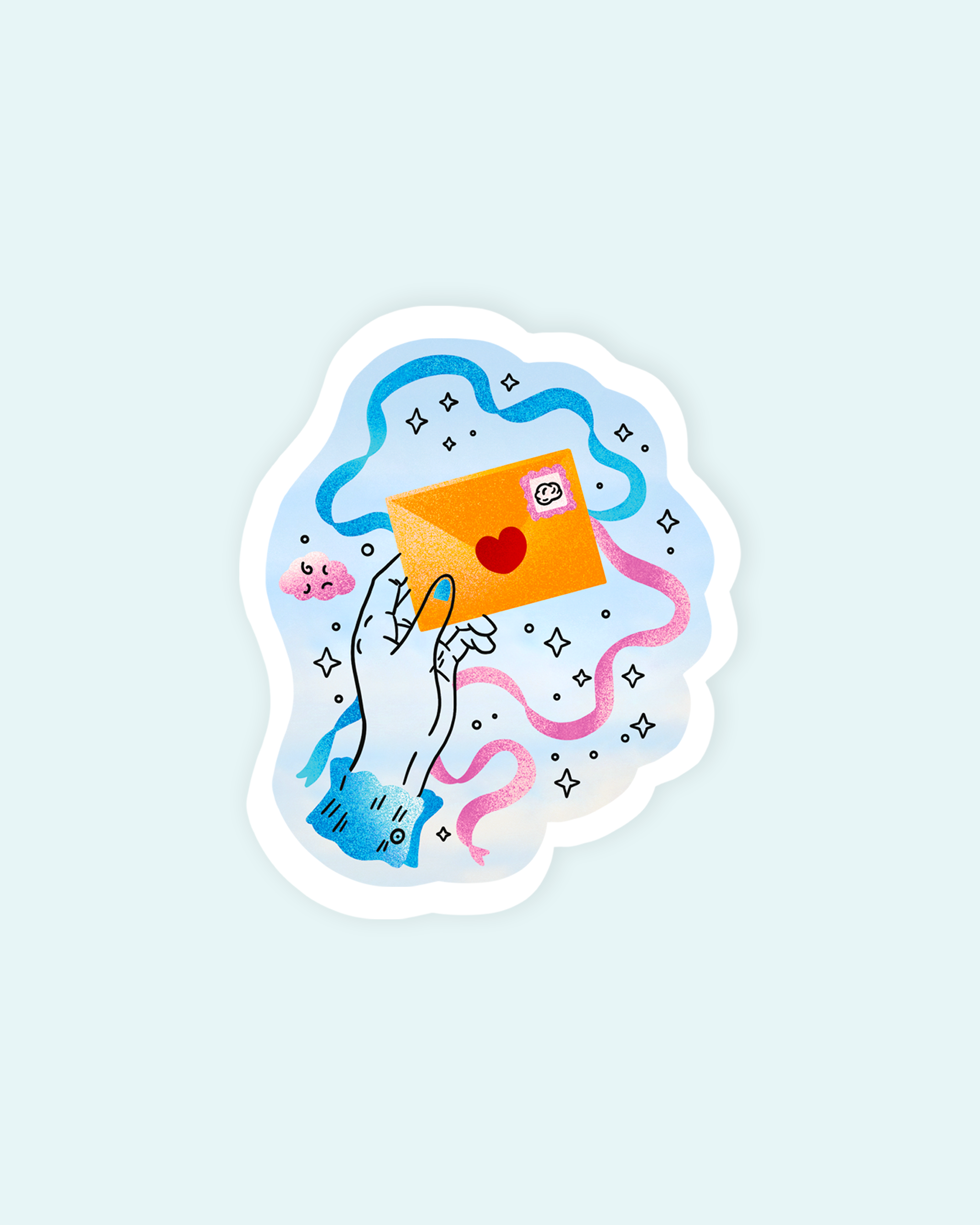 Sending Love to the Clouds — Holographic Sticker