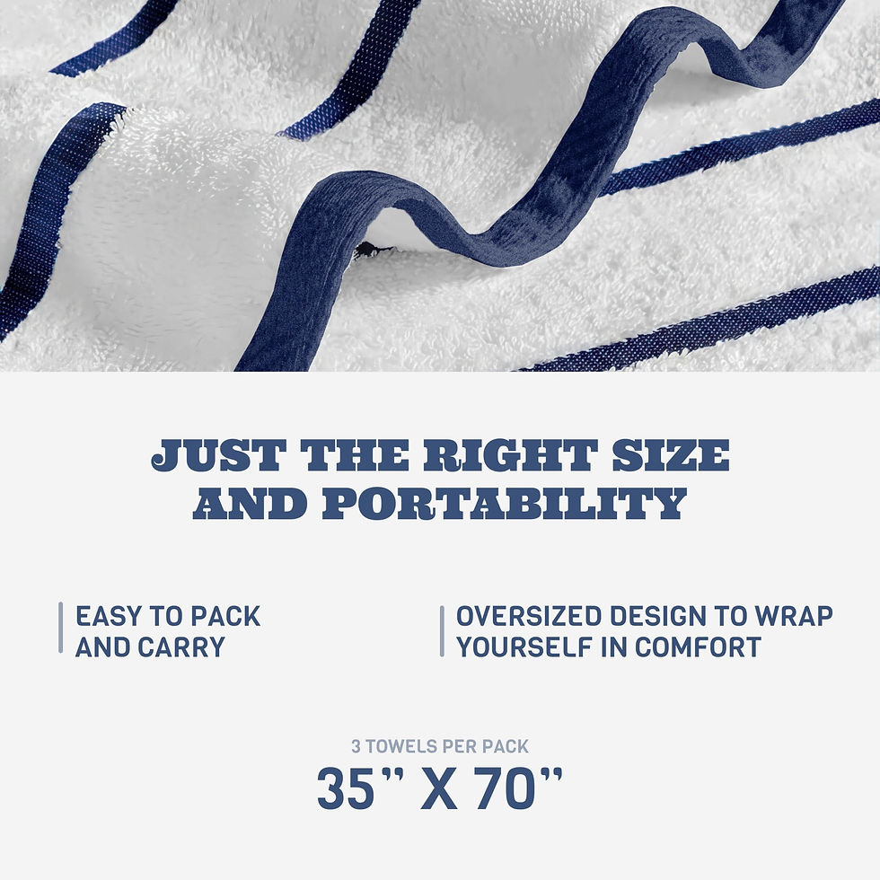 Thumbnail: Pool Side Beach Towels Oversized 3 Pcs Set Cotton Towel Extra Large 70x35 Inch