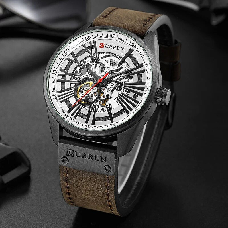 Miniatura: New CURREN Watch Men Skeleton Tourbillon Mechanical Watches Male 