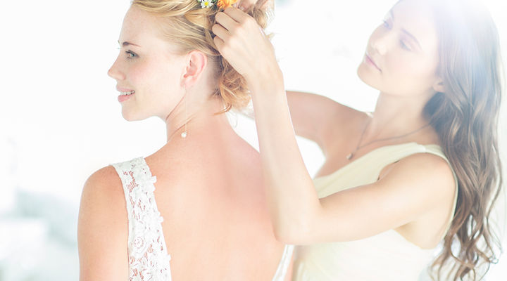 Bride with bridal hairstyle