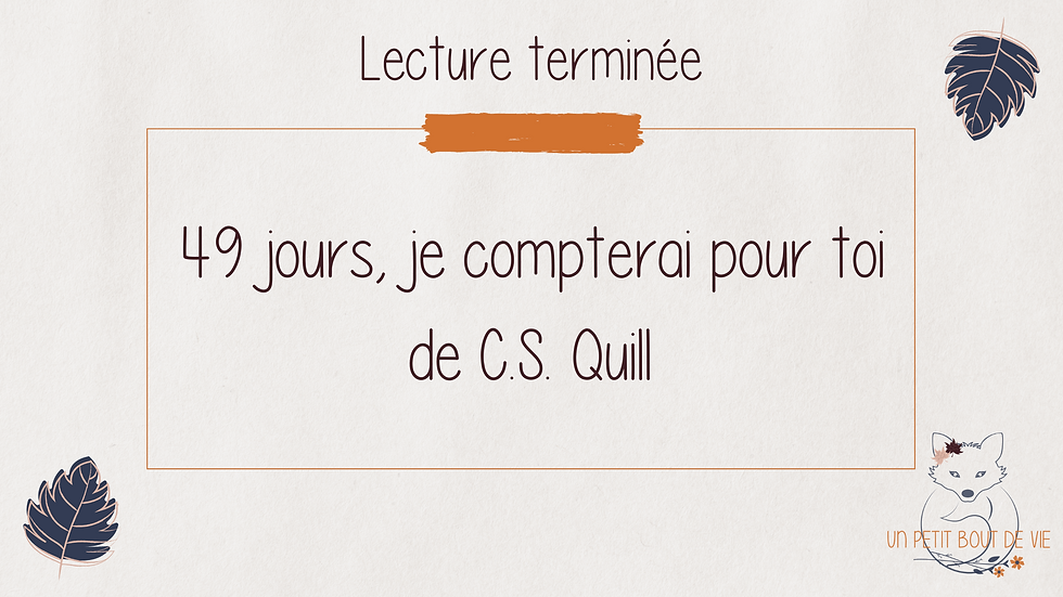 [Lecture terminée] 49 Jours, je compterai pour toi, de C.S. Quill