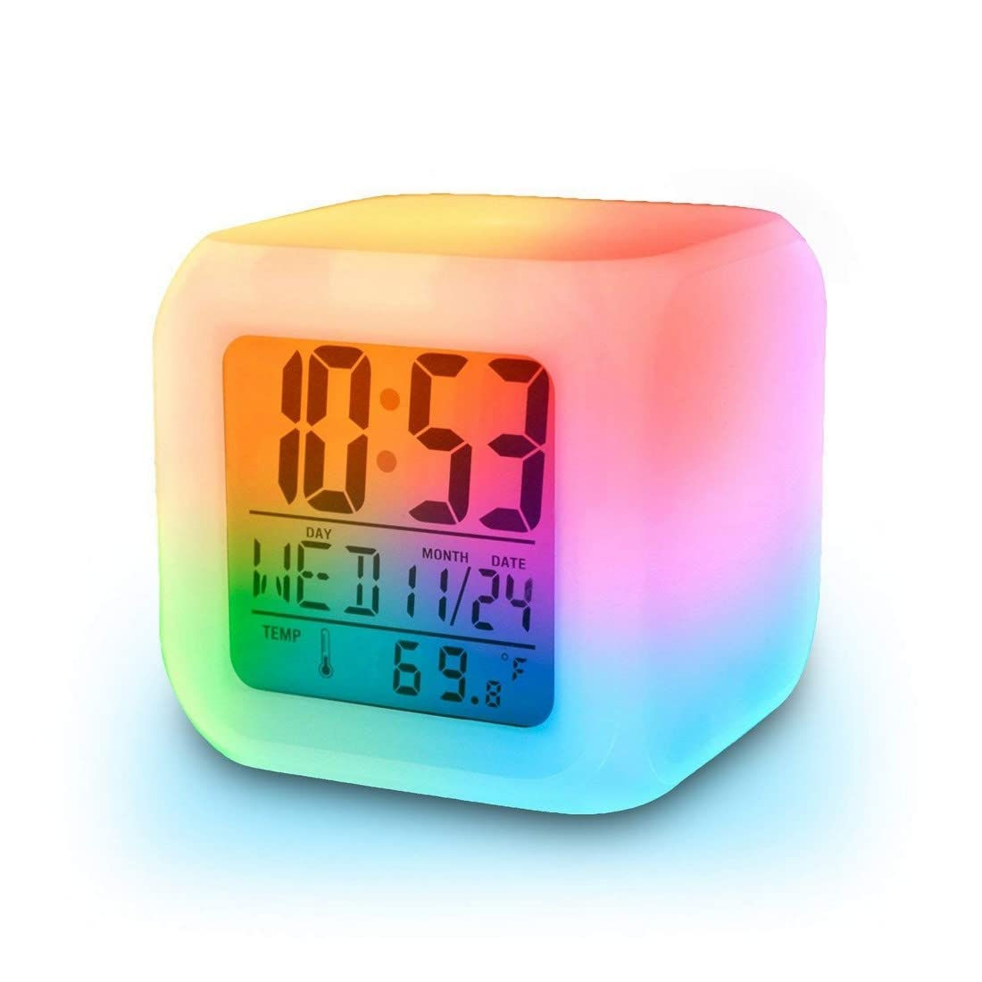 7 Color Changing Digital Alarm Clock With Date & Temperature