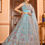 Thumbnail: Women's Designer Heavy Embroidered Net Lehenga Choli Set (Turqoise Blue)