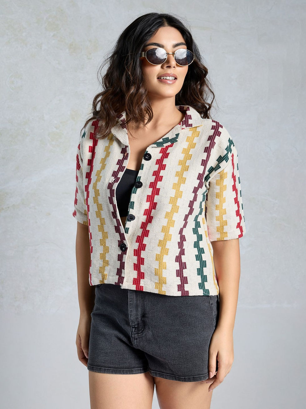 Thumbnail: Elegant Stylish & Trendy Woven Designer Shirt for Women (Off White)