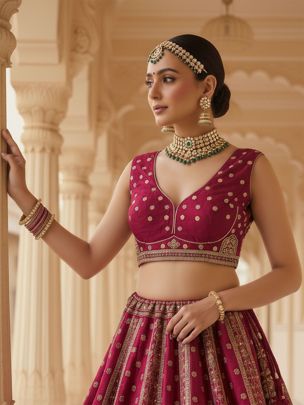 Thumbnail: Designer Embroidered Semi-Stitched Wedding Lehenga Choli with Dupatta