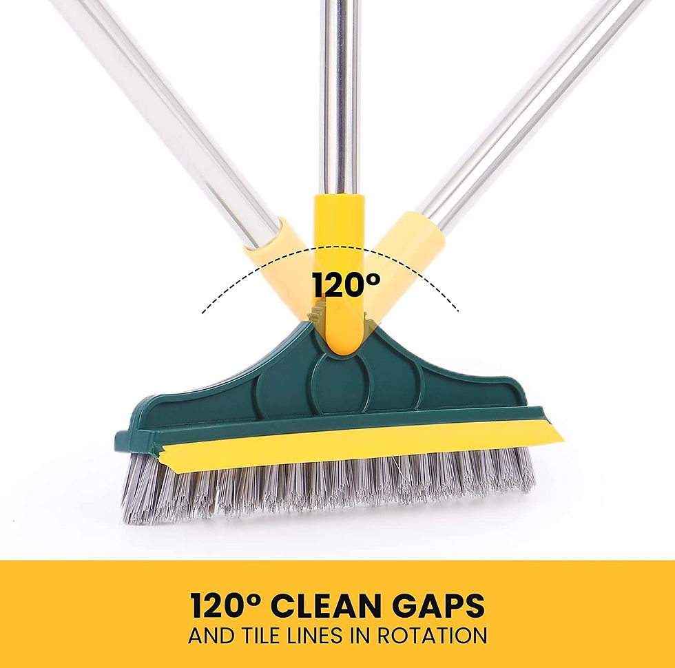 Thumbnail: 2 In 1 Bathroom Cleaning Brush With Wiper & SS Strong Long Handle 120° Rotate