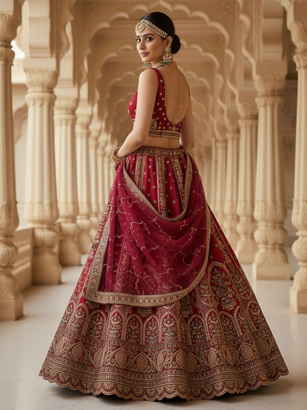 Thumbnail: Designer Embroidered Semi-Stitched Wedding Lehenga Choli with Dupatta
