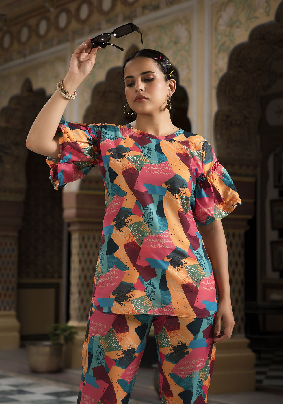 Thumbnail: Readymade Designer Printed Muslin Co-Ord Set for Women