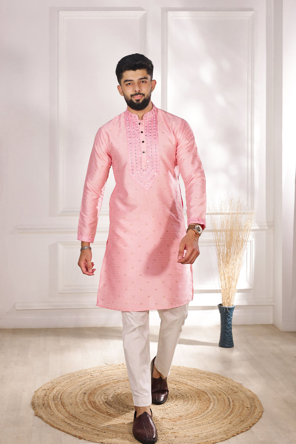 Men’s Readymade Kurta Payjama | Jacquard Silk Kurta with Art Silk Bottom