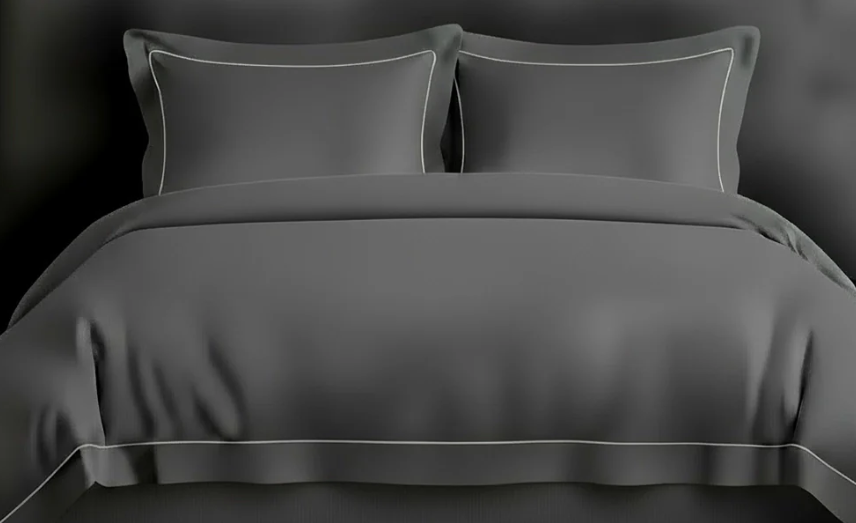 Thumbnail: DUVET COVER OXFORD 200TC POLYCOTTON 1 ROW SATIN STITCH/GREY