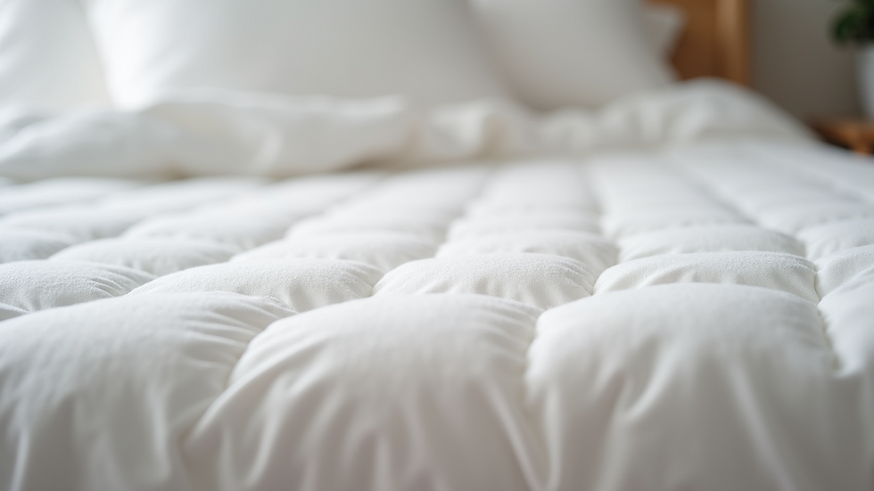 Close-up view of a soft mattress protector on a bed