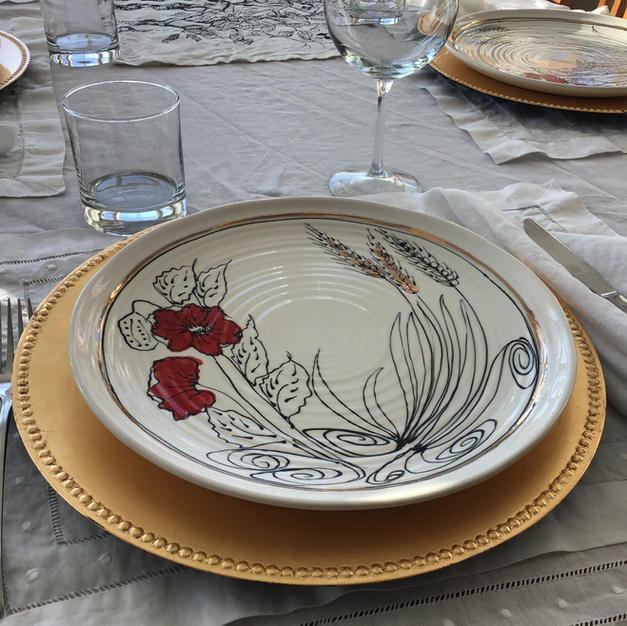 Wheat and Poppy 11 inch Dinnerplate