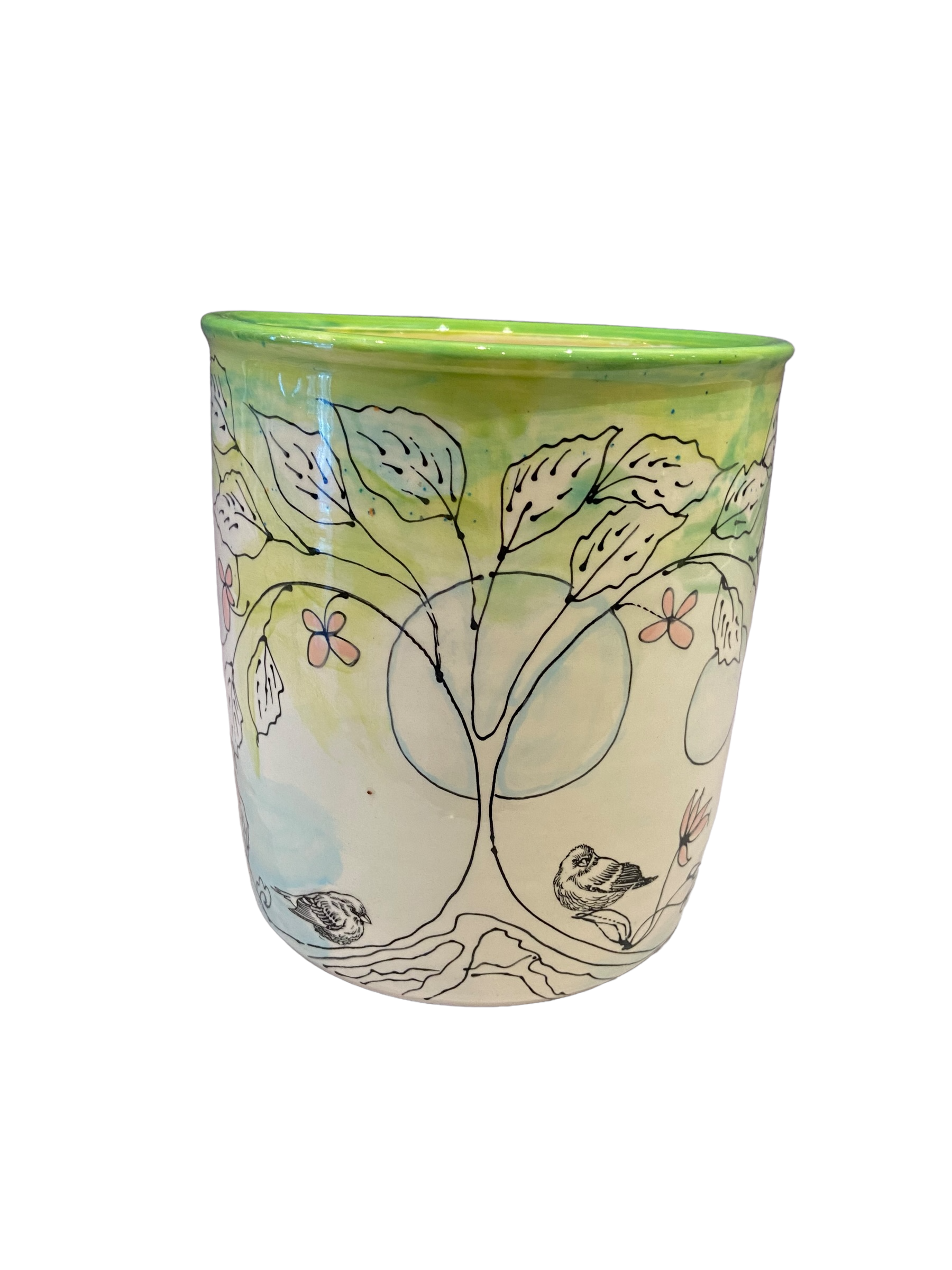 Bird in a Tree  Painterly Pots Utensil Holder