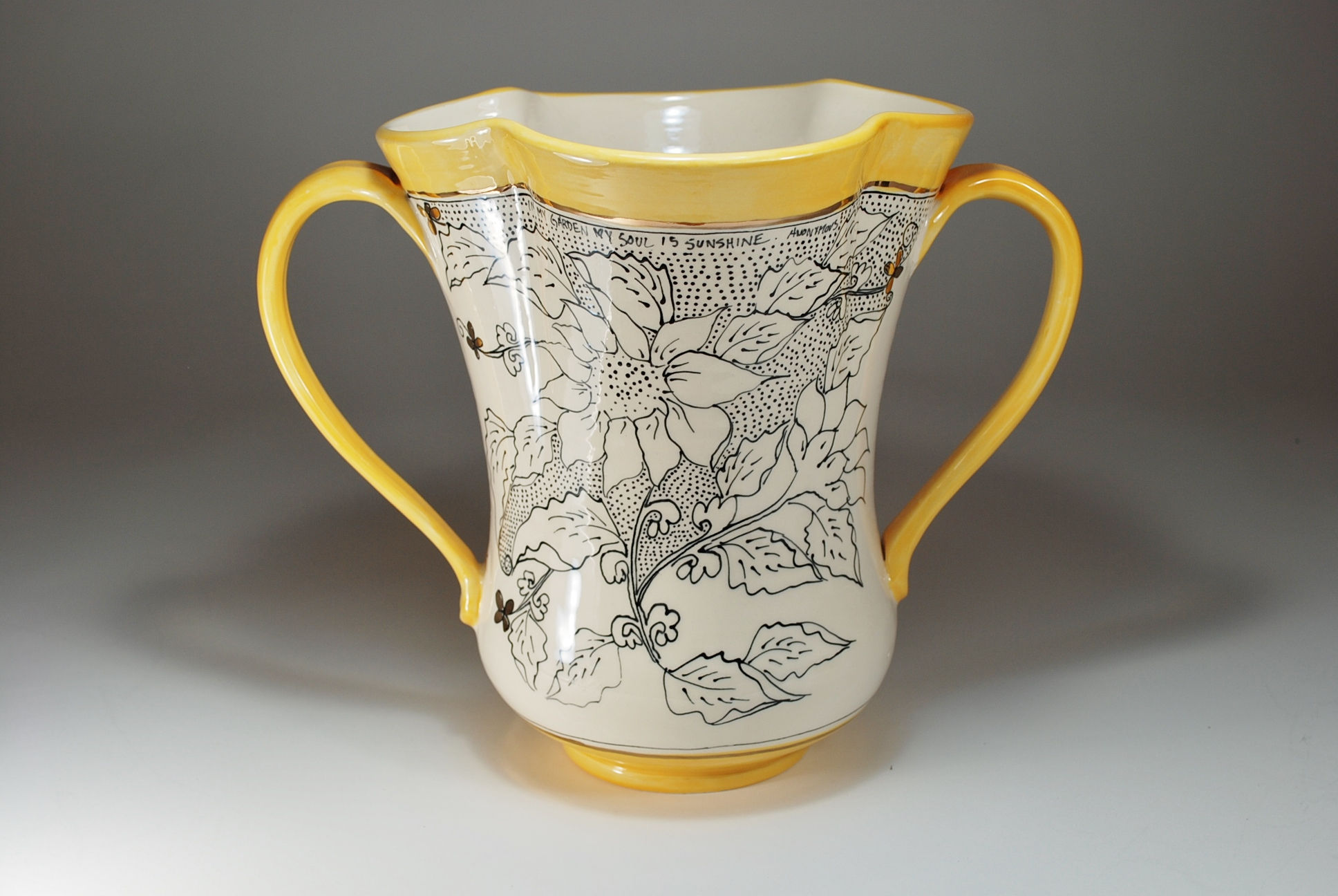 Yellow Sunflower Double handled vase