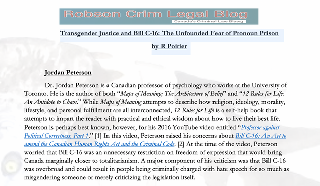 Transgender Justice and Bill C-16: The Unfounded Fear of Pronoun Prison by R Poirier