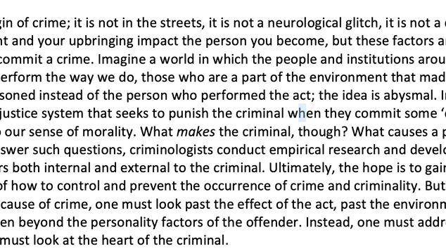 A Wicked Heart as Etiology of Crime