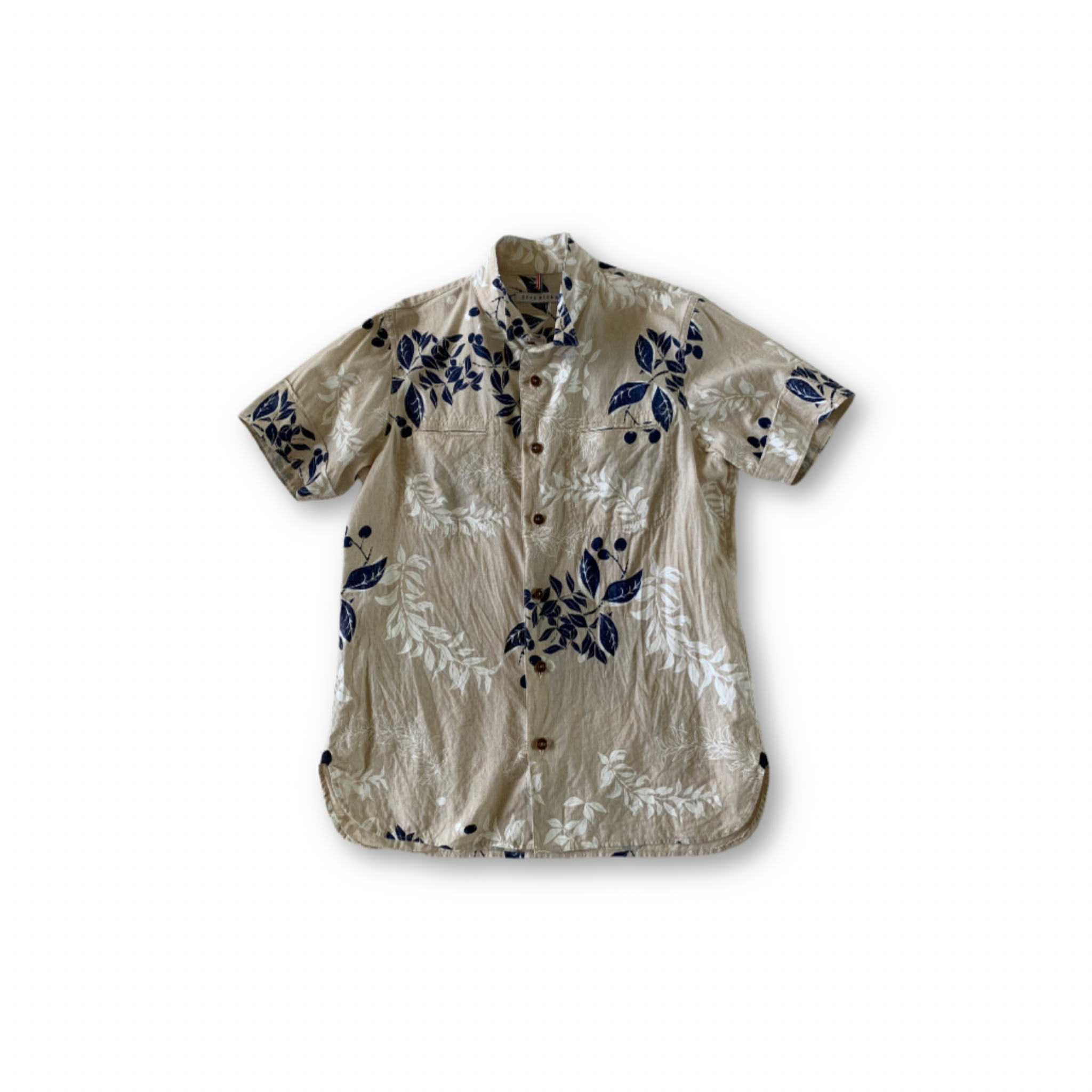 マイレプリントウィングカラーシャツ/ブルー