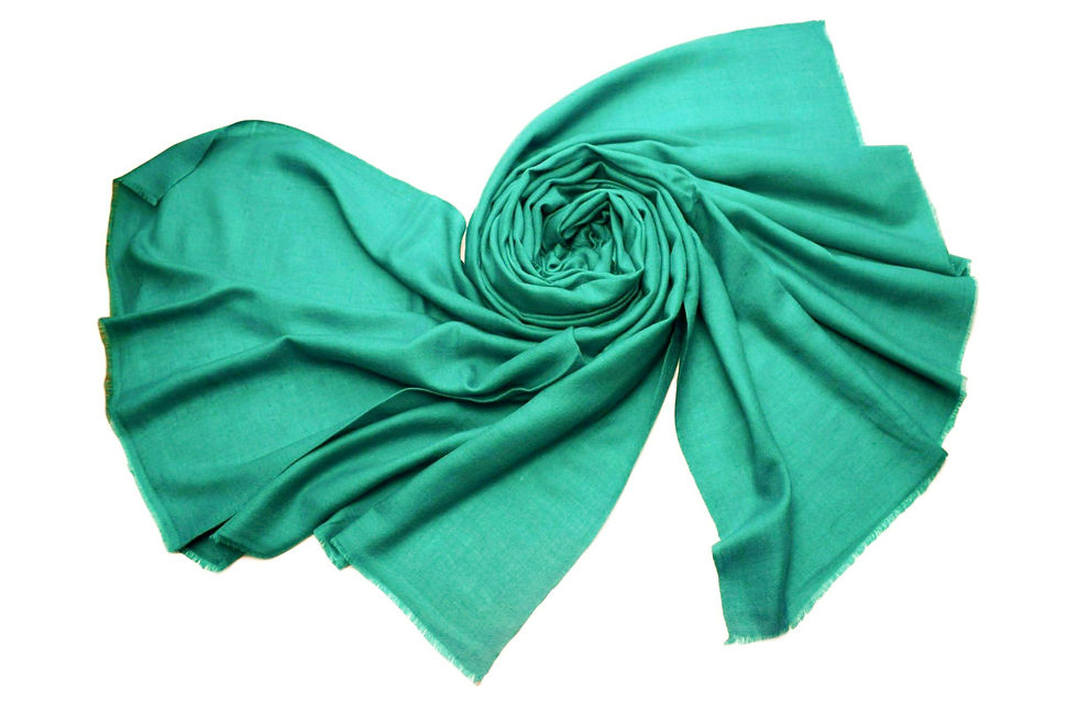 Thumbnail: 100% Handwoven Cashmere Pashmina from the Himalayas - Turquoise  Colour
