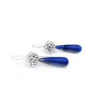 Zilveren besjes oorbellen met lapis lazuli druppels