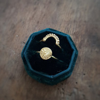Gouden ring met takje en aanschuifring in goud