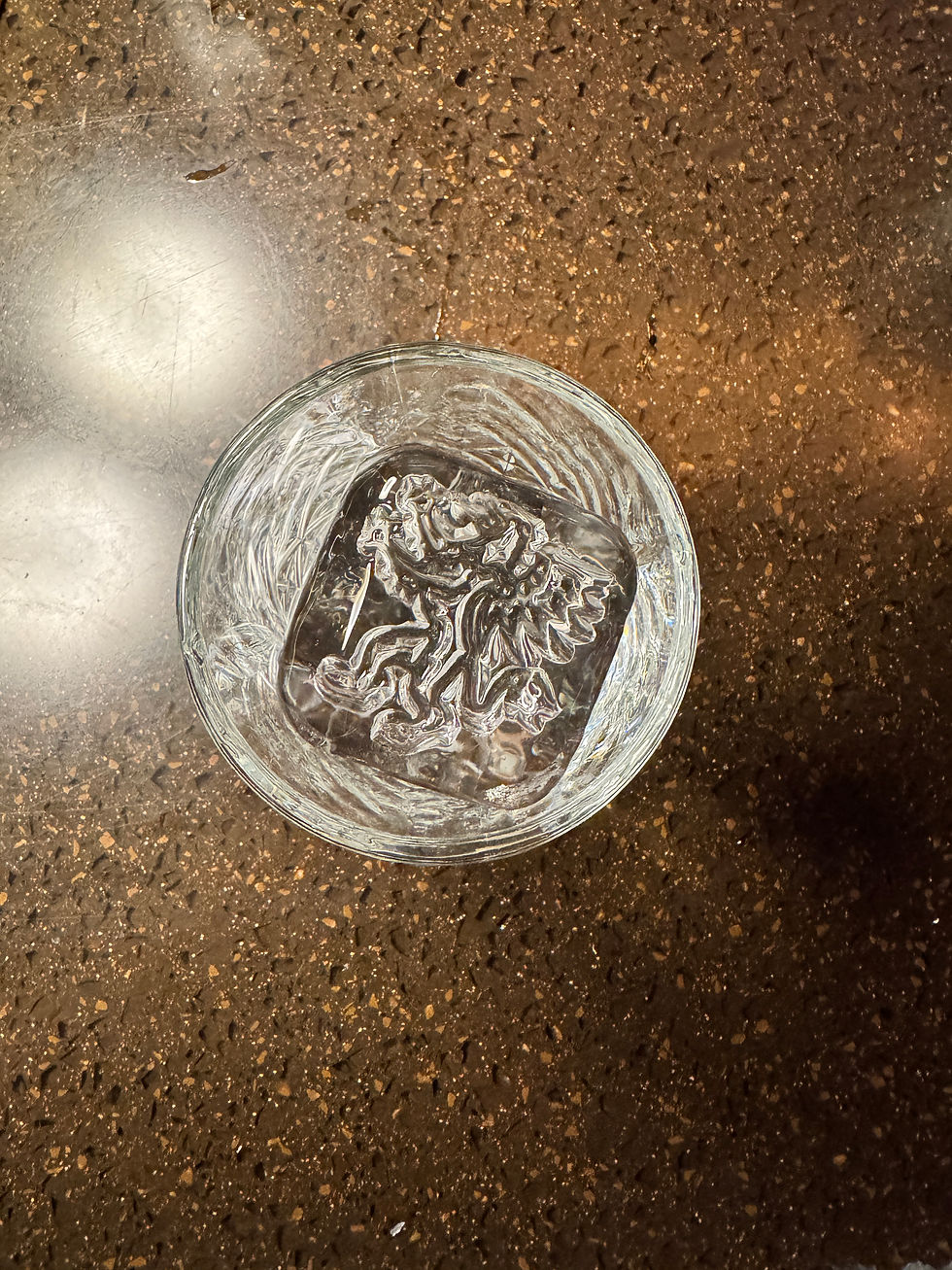 Griffin custom ice mold at Griff's speakeasy
