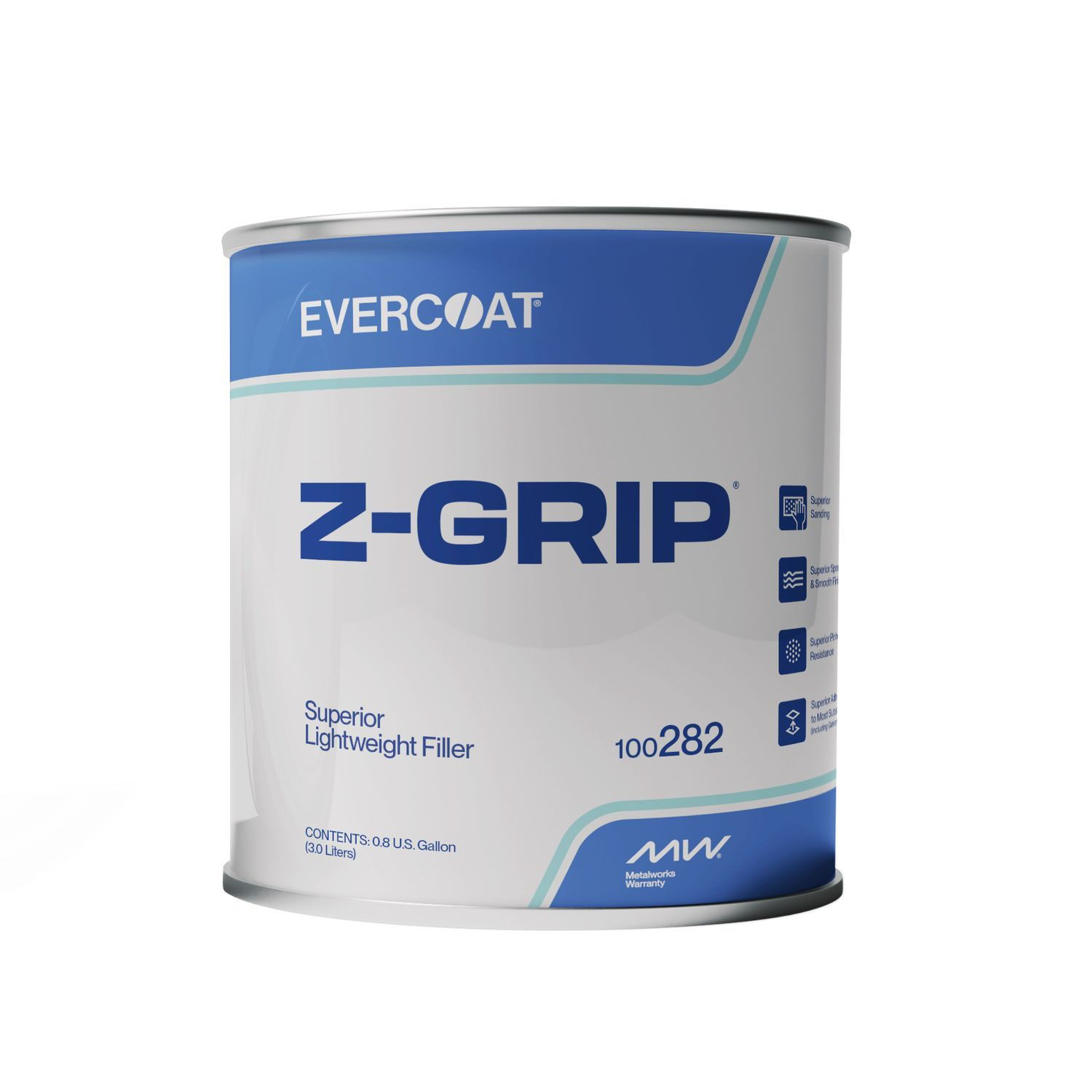 EVERCOAT® Z-GRIP® 100282 Performance Lightweight Body Filler, 3 L Can, Green-Yel