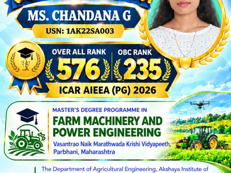 AIT Student Chandana G. Shines in ICAR AIEEA (PG) 2026